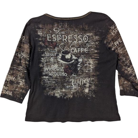 Y2K Vintage Bling Coquette Whimsygoth Tee T-Shirt Brown XL - Picture 4 of 9